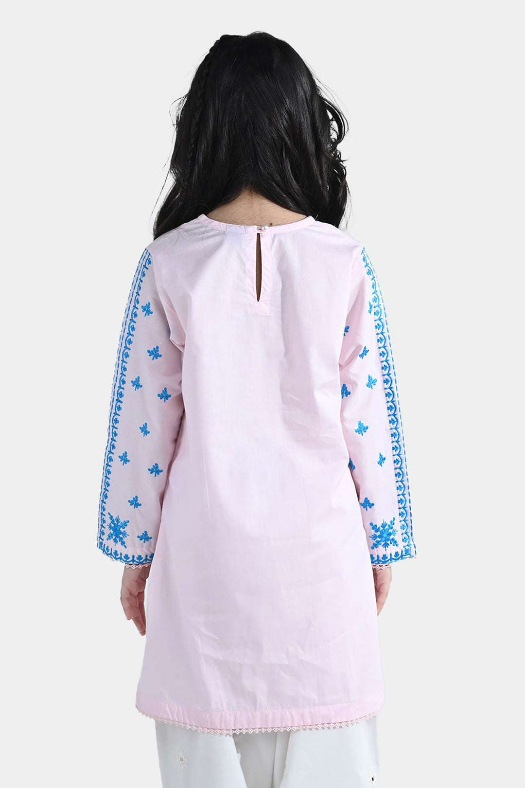 Girls Cotton Embroidered Kurti Roshan Jahan - Baby Pink
