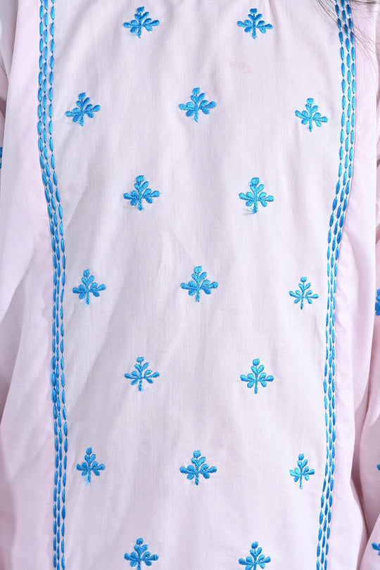 Girls Cotton Embroidered Kurti Roshan Jahan - Baby Pink