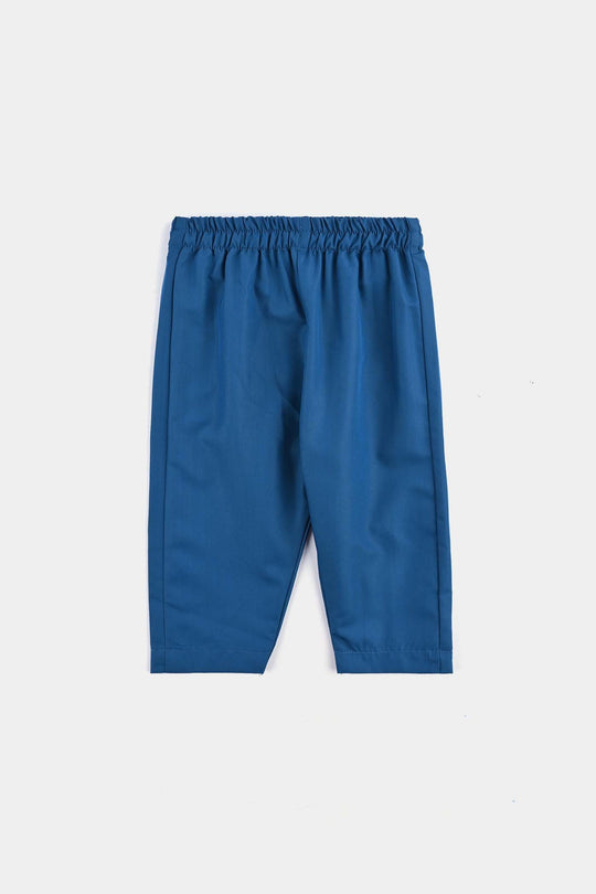 Infant Boys Poly Viscose Kurta & Pajama Suit (Monotone)-T.Blue