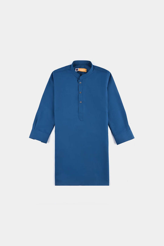 Boys Poly Viscose Kurta Pajama Suit (Monotone)-T.Blue