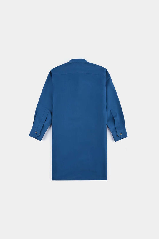 Boys Poly Viscose Kurta Pajama Suit (Monotone)-T.Blue