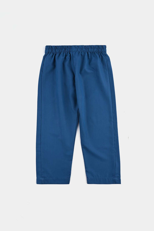 Boys Poly Viscose Kurta Pajama Suit (Monotone)-T.Blue