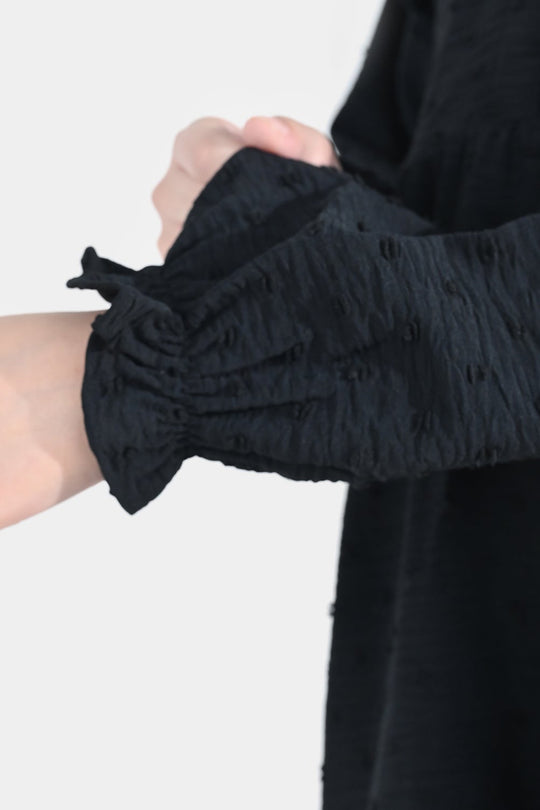 Girls Cotton Casual Frock Brochia - Black