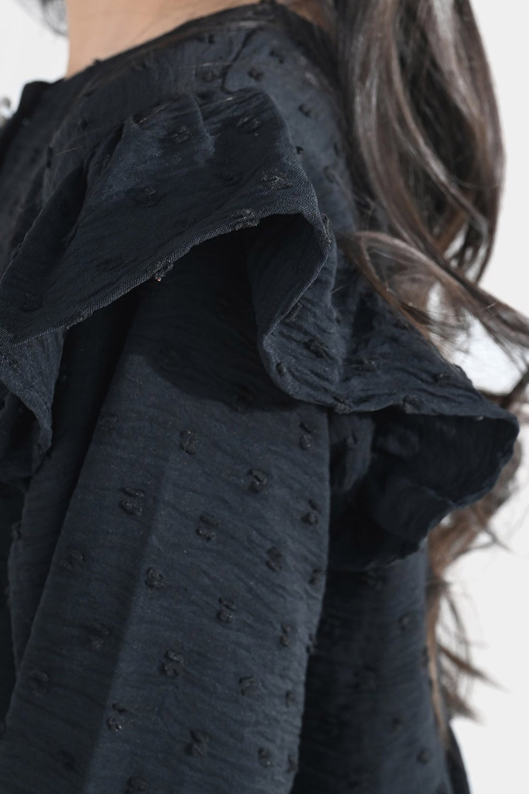 Girls Cotton Casual Frock Brochia - Black