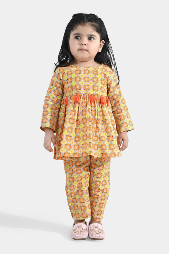 Infant Girls Cotton Printed 2Pcs Tacky - Multi