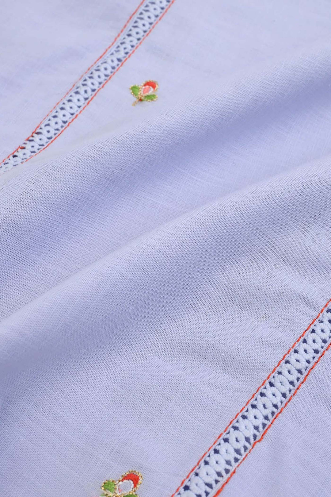 Girls Cotton Slub Embroidered Suit (Nagma) - Lilac