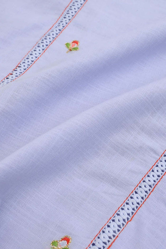 Girls Cotton Slub Embroidered Suit (Nagma) - Lilac