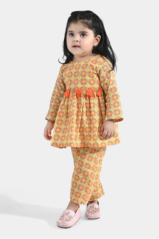 Infant Girls Cotton Printed 2Pcs Tacky - Multi