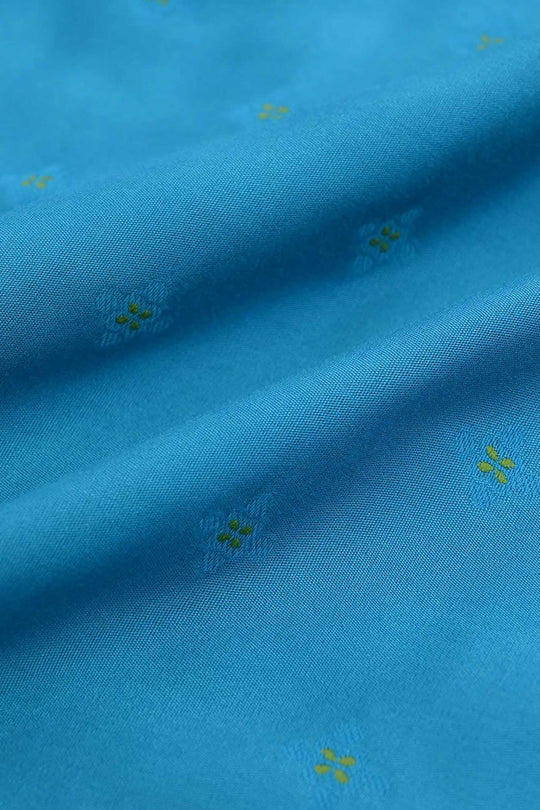 Girls Jacquard Embroidered Suit (Aabroo) - Teal/Blue