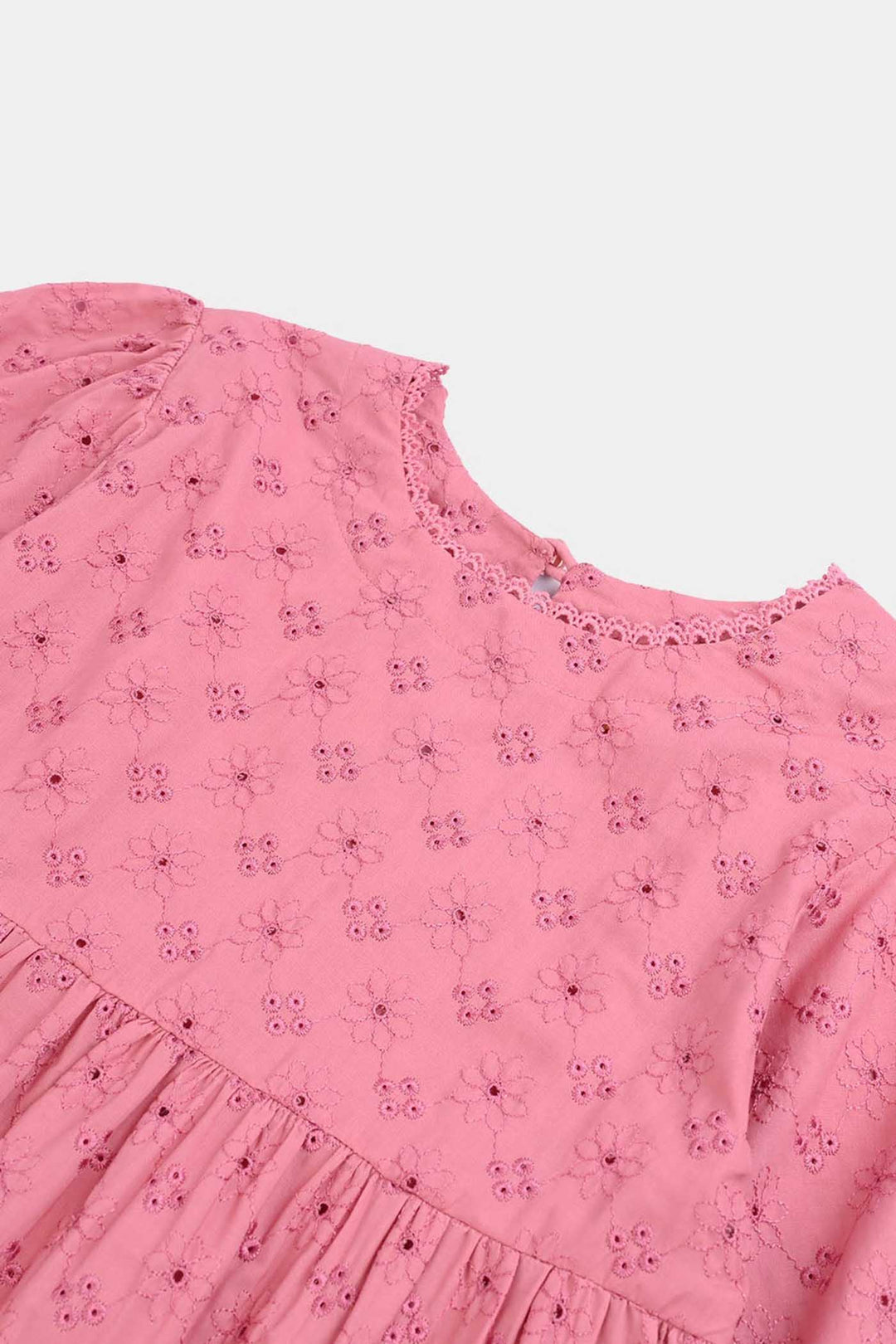 Girls Chicken Kari Casual Frock (Apricot) - Pink