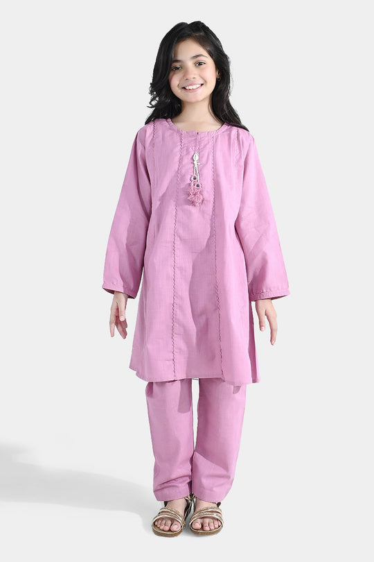 Girls Cotton Slub 2 Pcs Strawberry - Pink