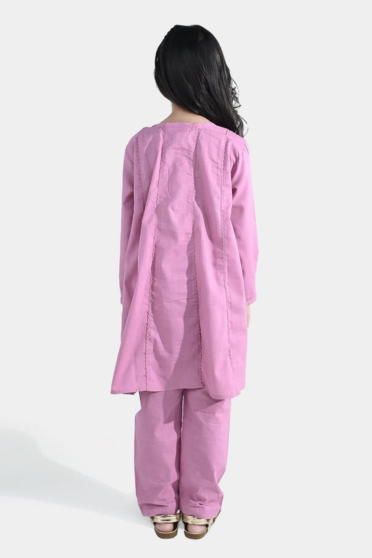 Girls Cotton Slub 2 Pcs Strawberry - Pink