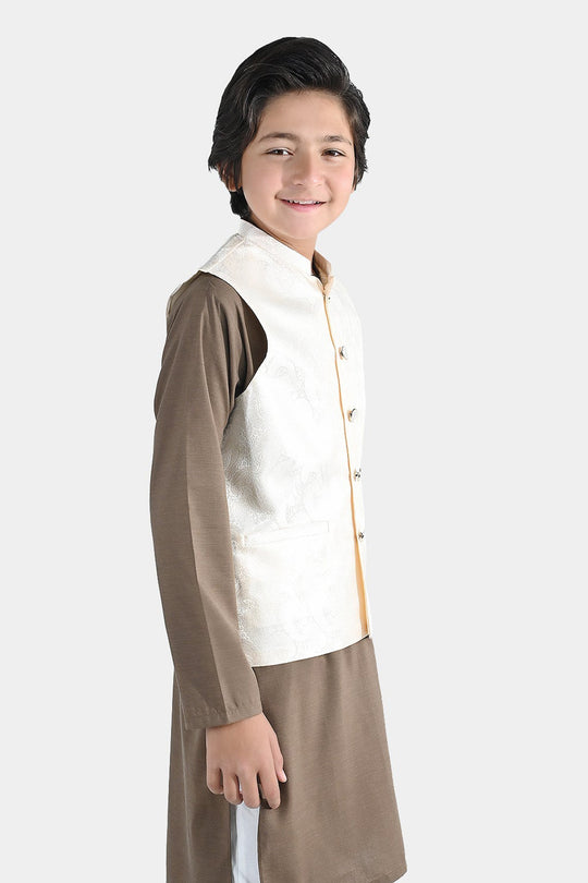 Boys Poly Viscose Waistcoat - Off White