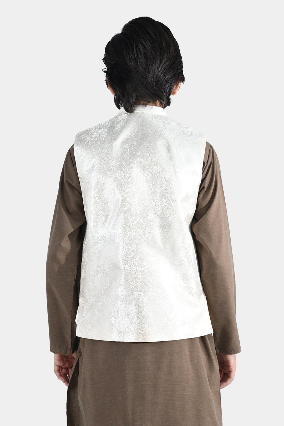 Boys Poly Viscose Waistcoat - Off White