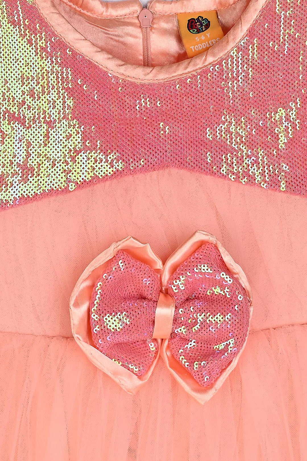 Girls Sequence Fancy Frock Gorgeous-Peach