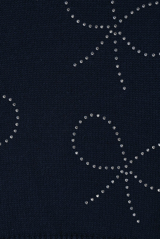 Girls Acrylic Sweater Bow Studs-NAVY