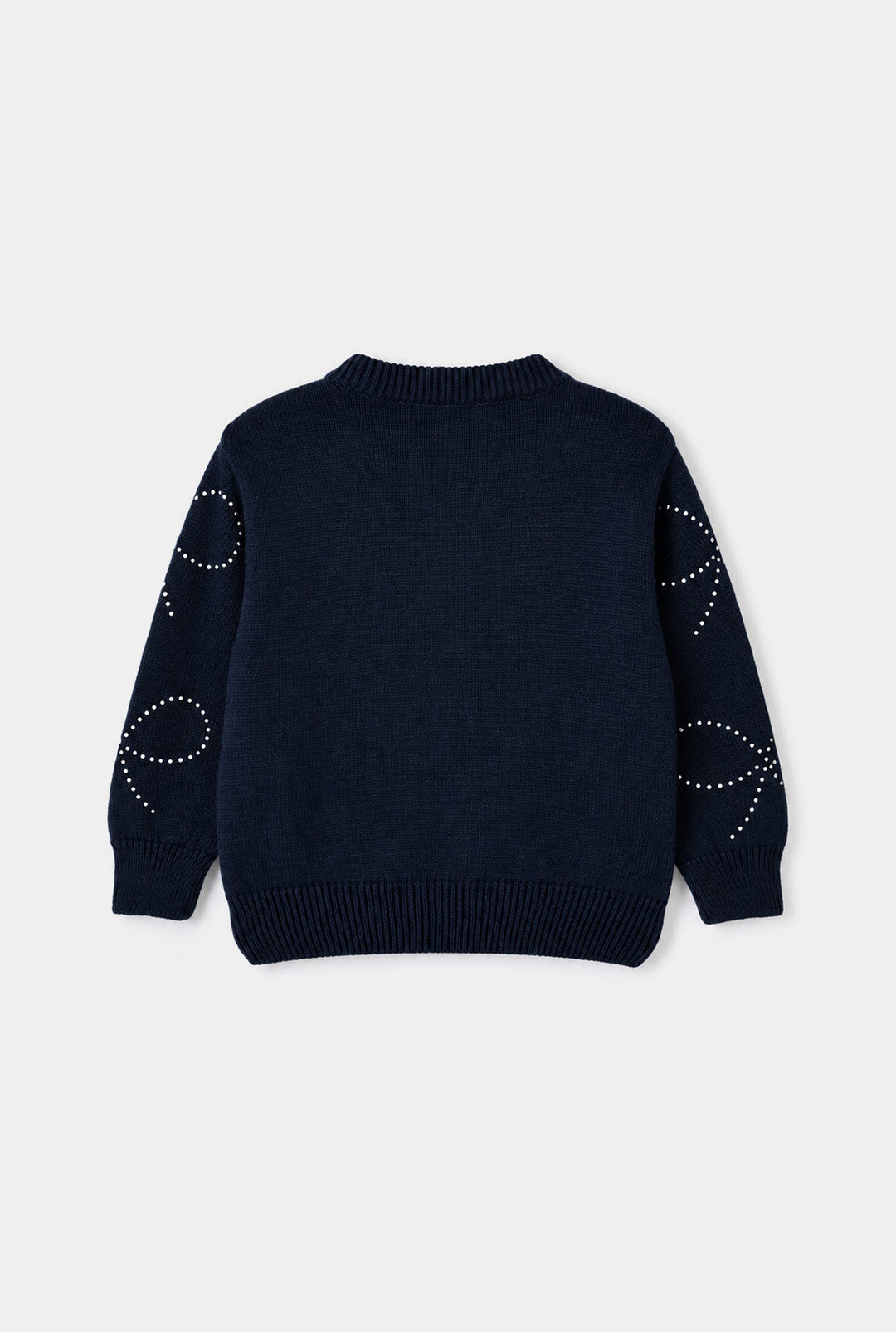 Girls Acrylic Sweater Bow Studs-NAVY