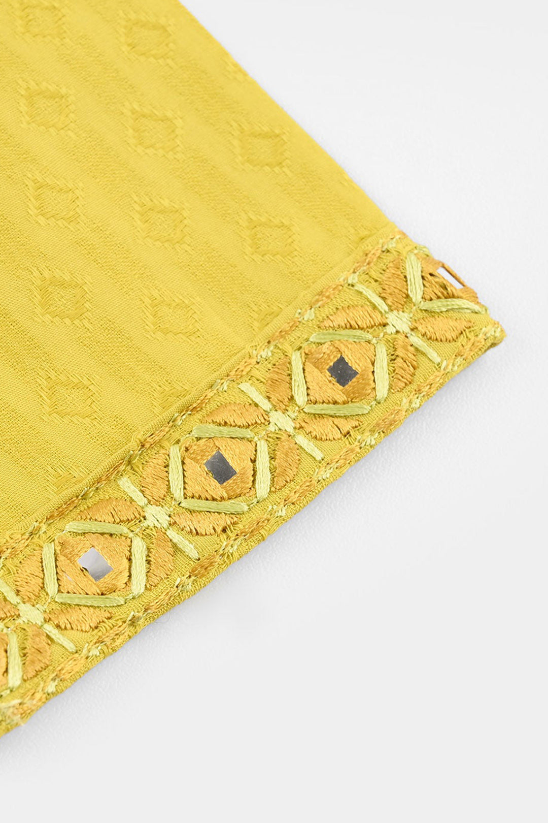 Girls Jacquard Embroidered Kurti (Roshan) – Yellow