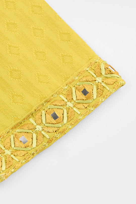 Girls Jacquard Embroidered Kurti (Roshan) – Yellow