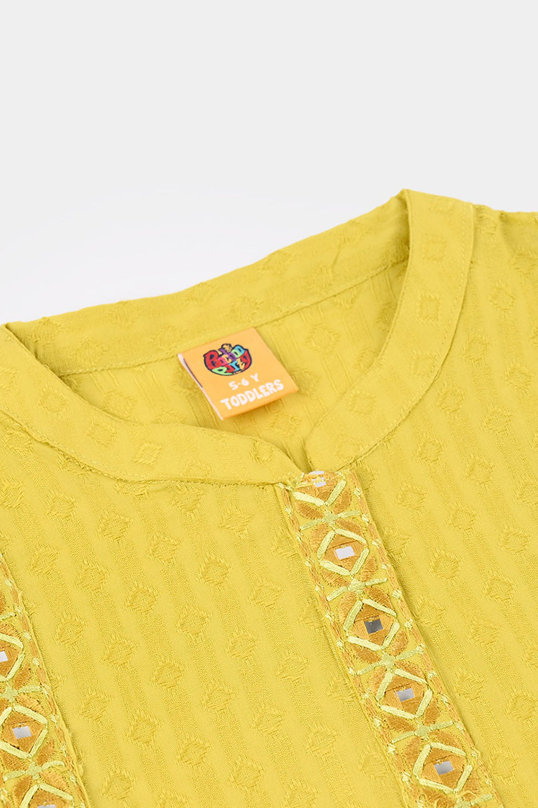 Girls Jacquard Embroidered Kurti (Roshan) – Yellow