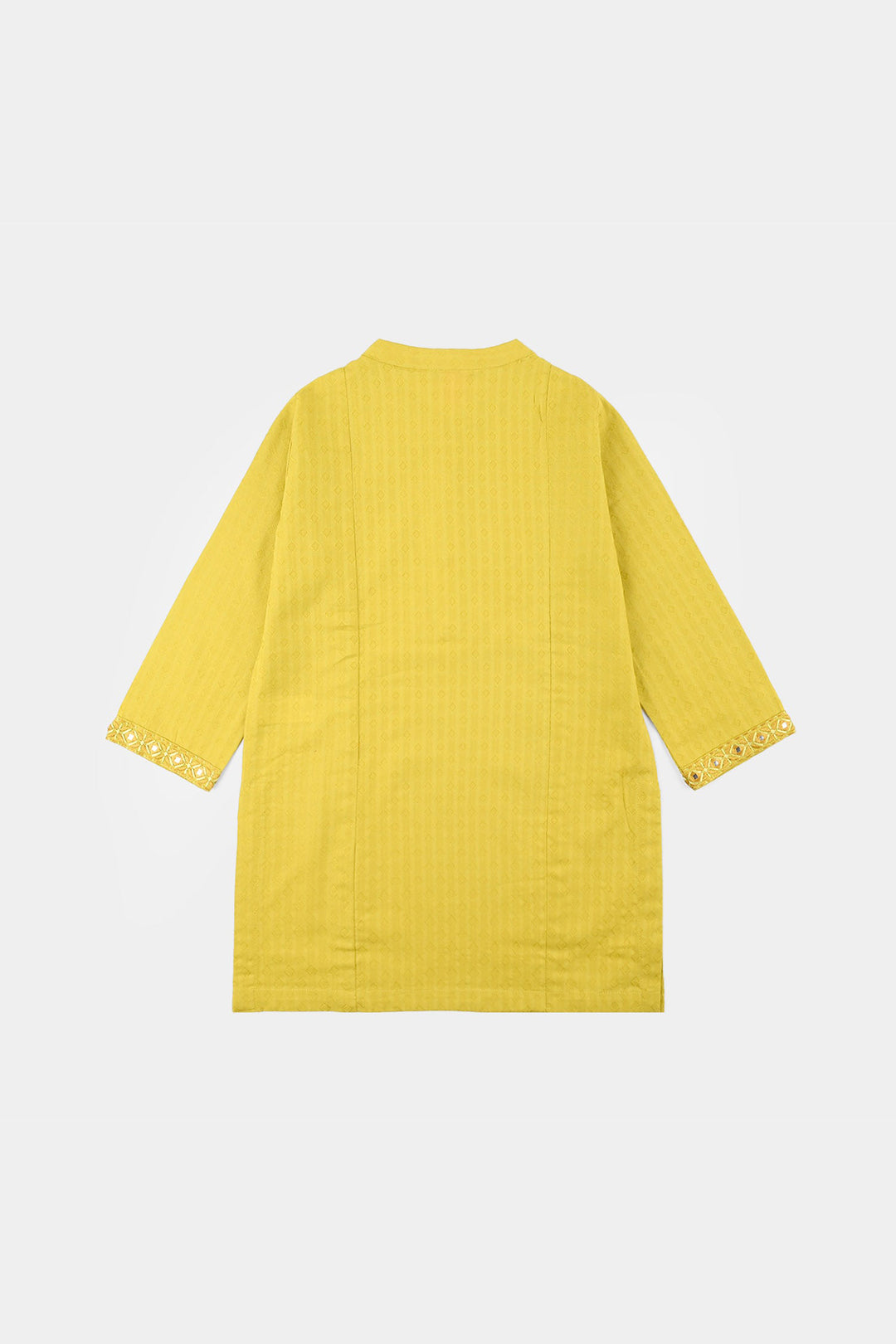 Girls Jacquard Embroidered Kurti (Roshan) – Yellow