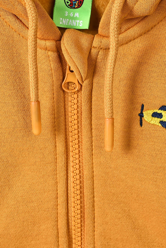 Infant Boys Fleece Knitted Jacket Plane-Yellow