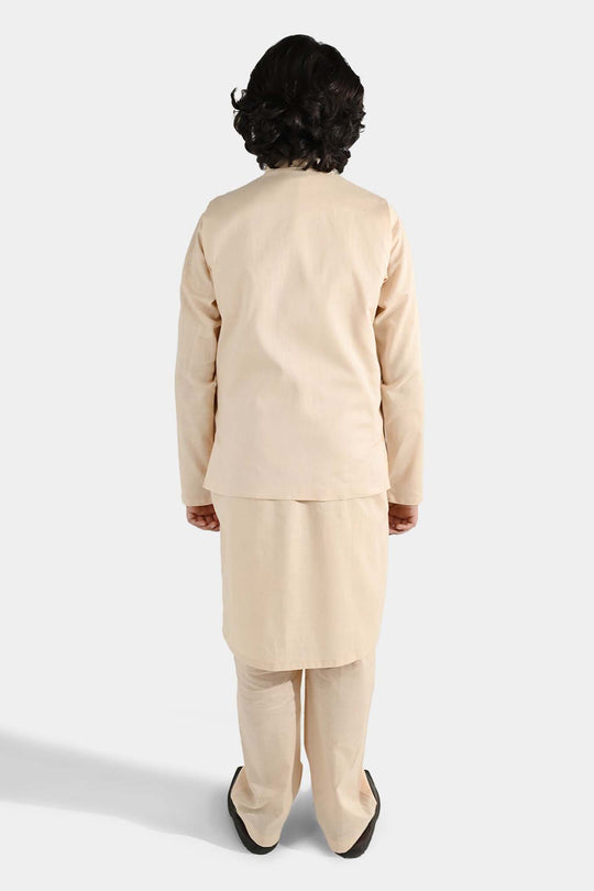 Boys Cotton Slub 3Piece Suit (Peach Punch)