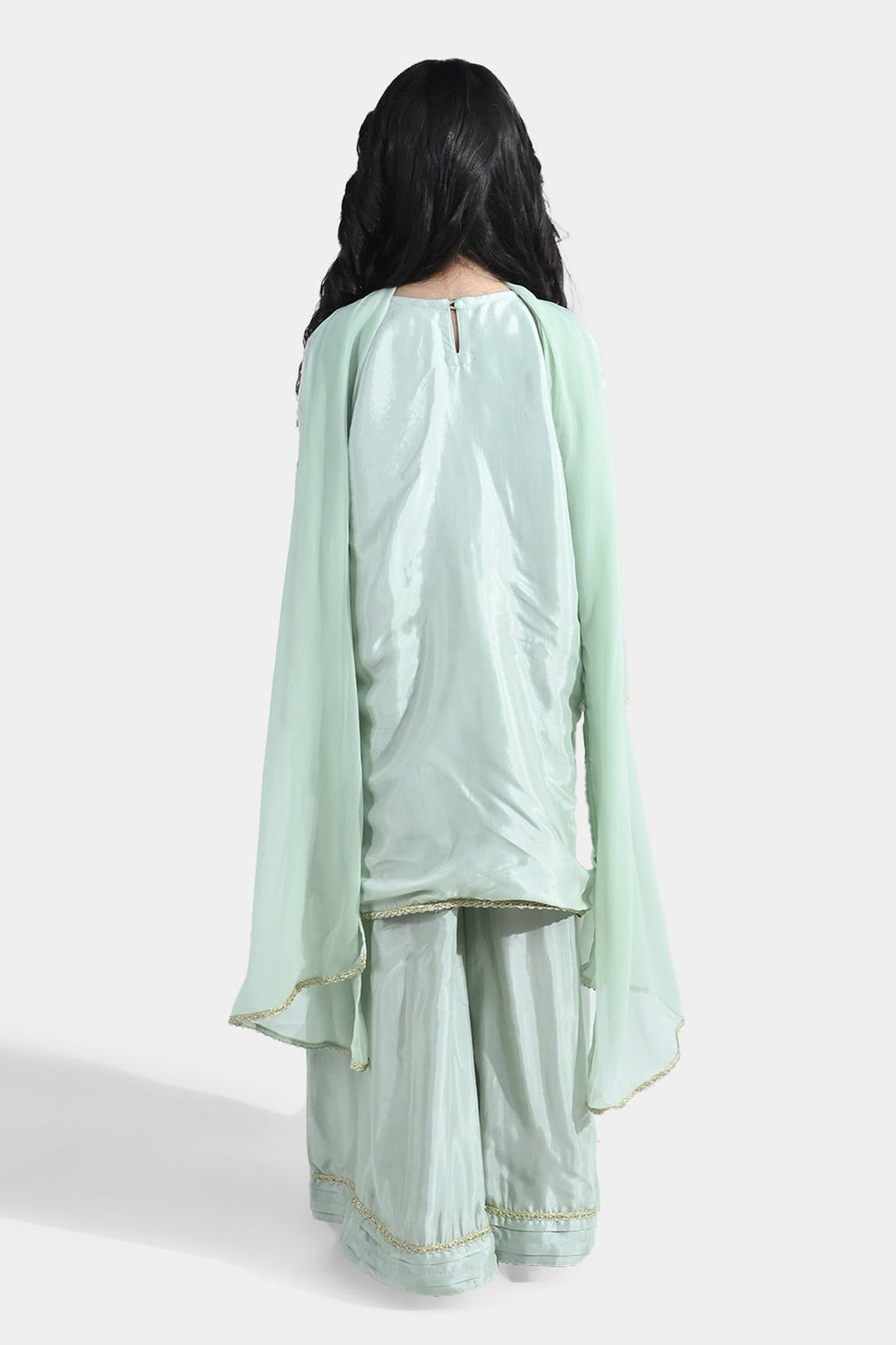 Girls Raw Silk 3Pcs (Gulshan) - Green