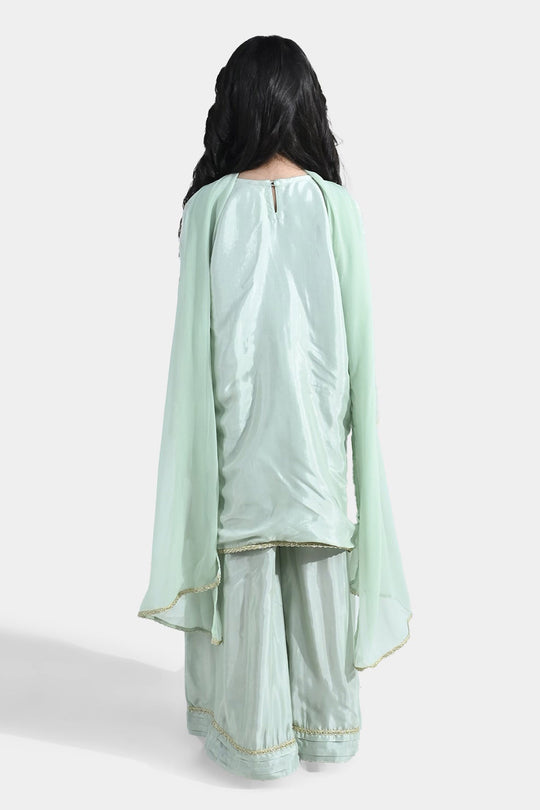 Girls Raw Silk 3Pcs (Gulshan) - Green