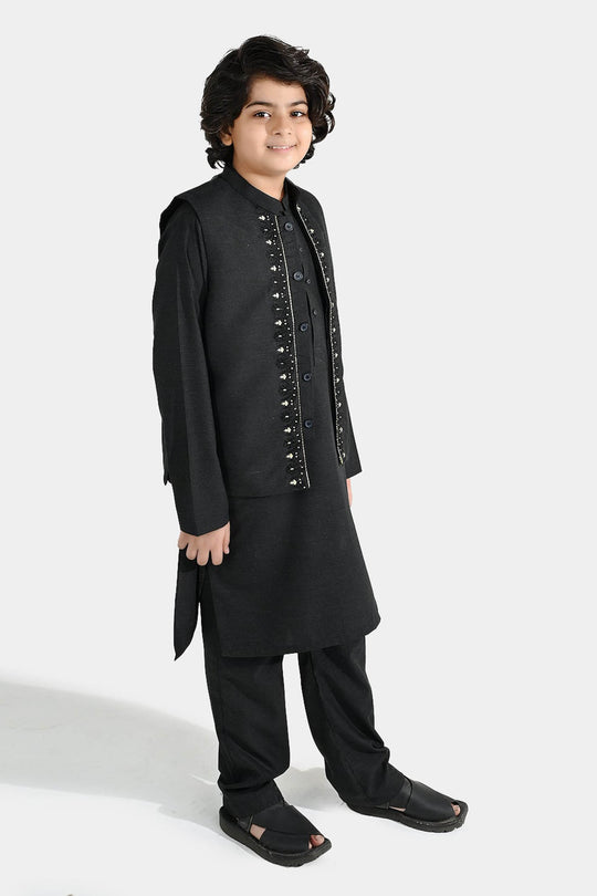 Boys Poly Viscose 3Piece Suit-Black Beauty