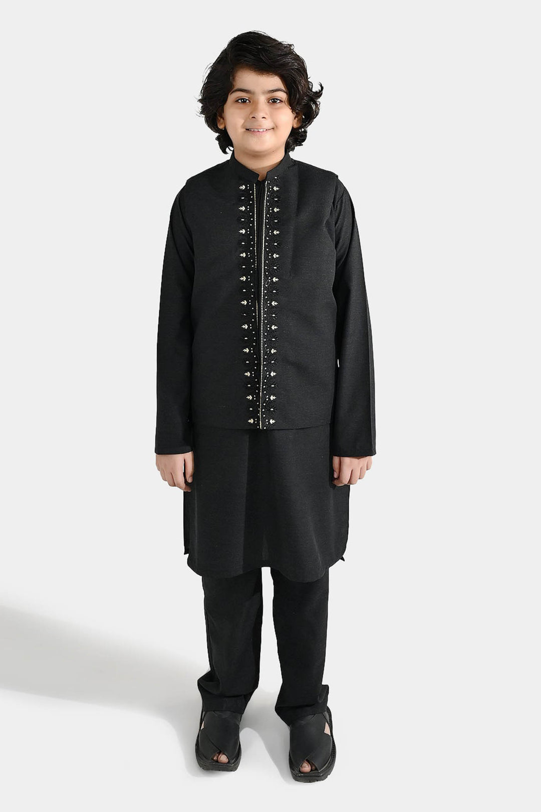 Boys Poly Viscose 3Piece Suit-Black Beauty