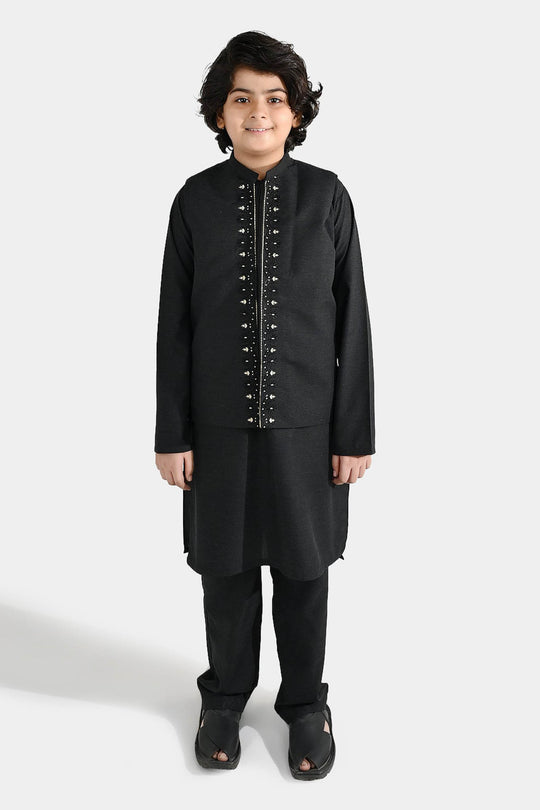 Boys Poly Viscose 3Piece Suit-Black Beauty