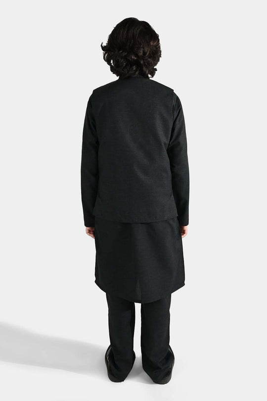 Boys Poly Viscose 3Piece Suit-Black Beauty