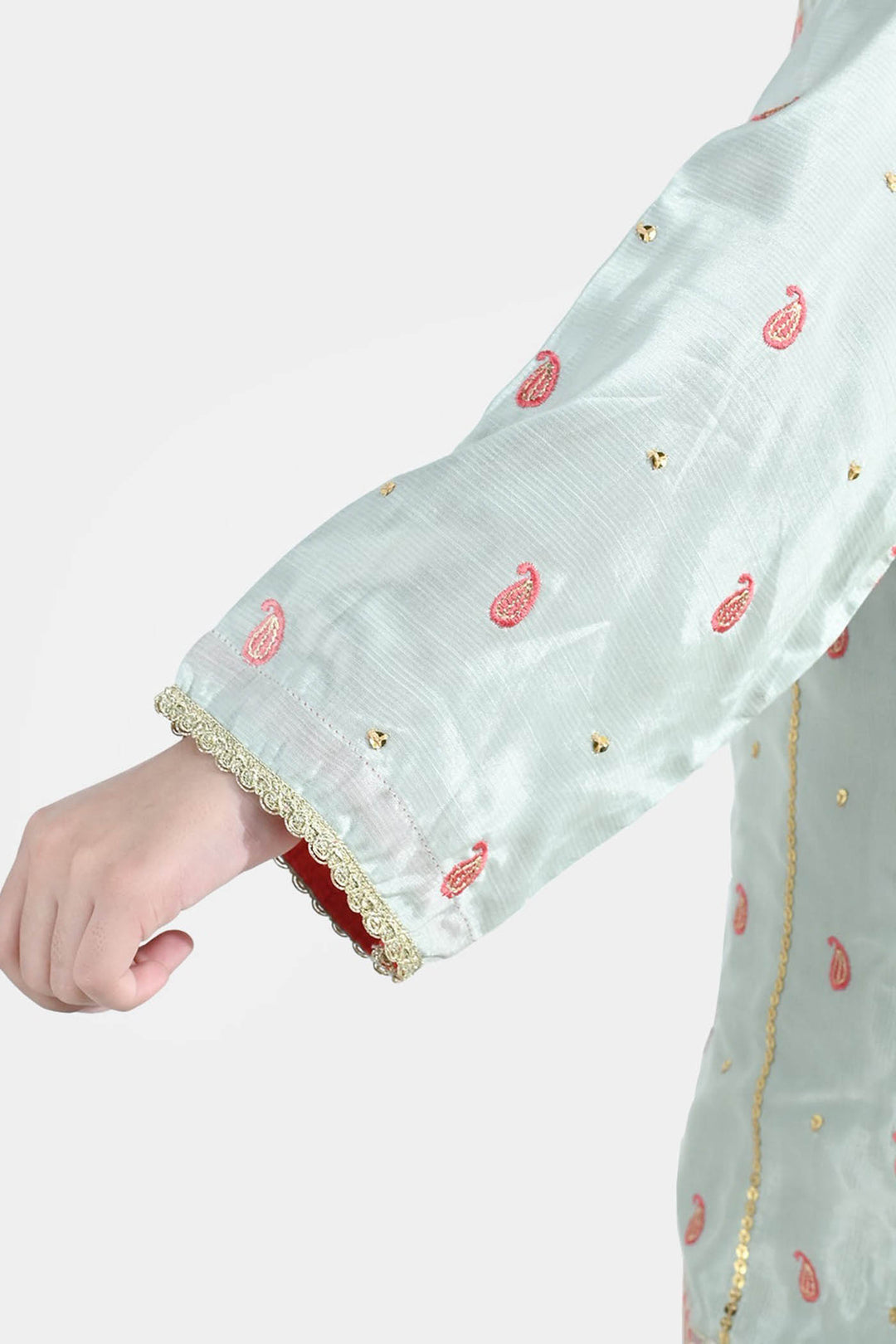 Girls Raw Silk 3Pcs (Gulshan) - Green