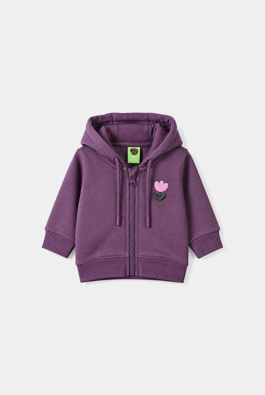 Infant Girls Fleece Knitted Jacket Flower-Grape.Jam