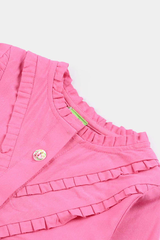 Infant Girls Poly Cotton Casual Top Glitter Pink