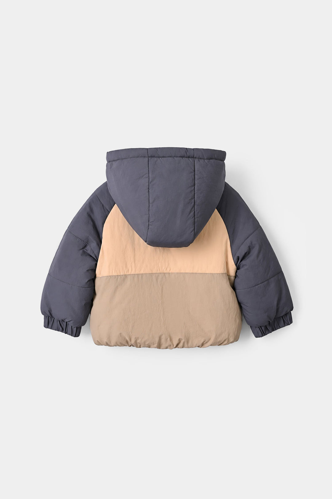 Infant Boys Polyester Puffer Jacket Hood- BROWN/GREY