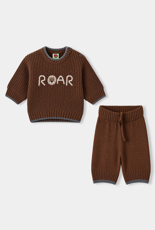 Infant Boys Acrylic Cord Set Roar-BROWN