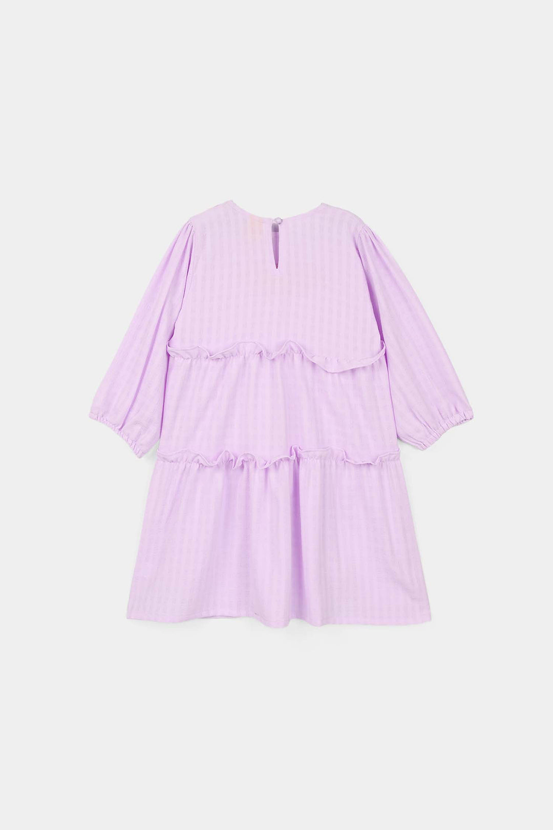 Girls Poly Crinkle Embroidered Frock - Lavender
