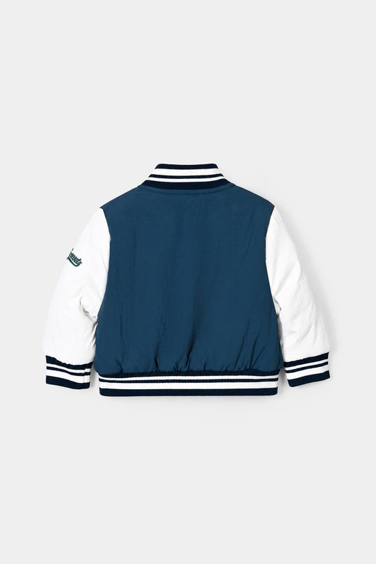 Infant Boys Polyester Puffer Jacket Peanuts- Teal/White