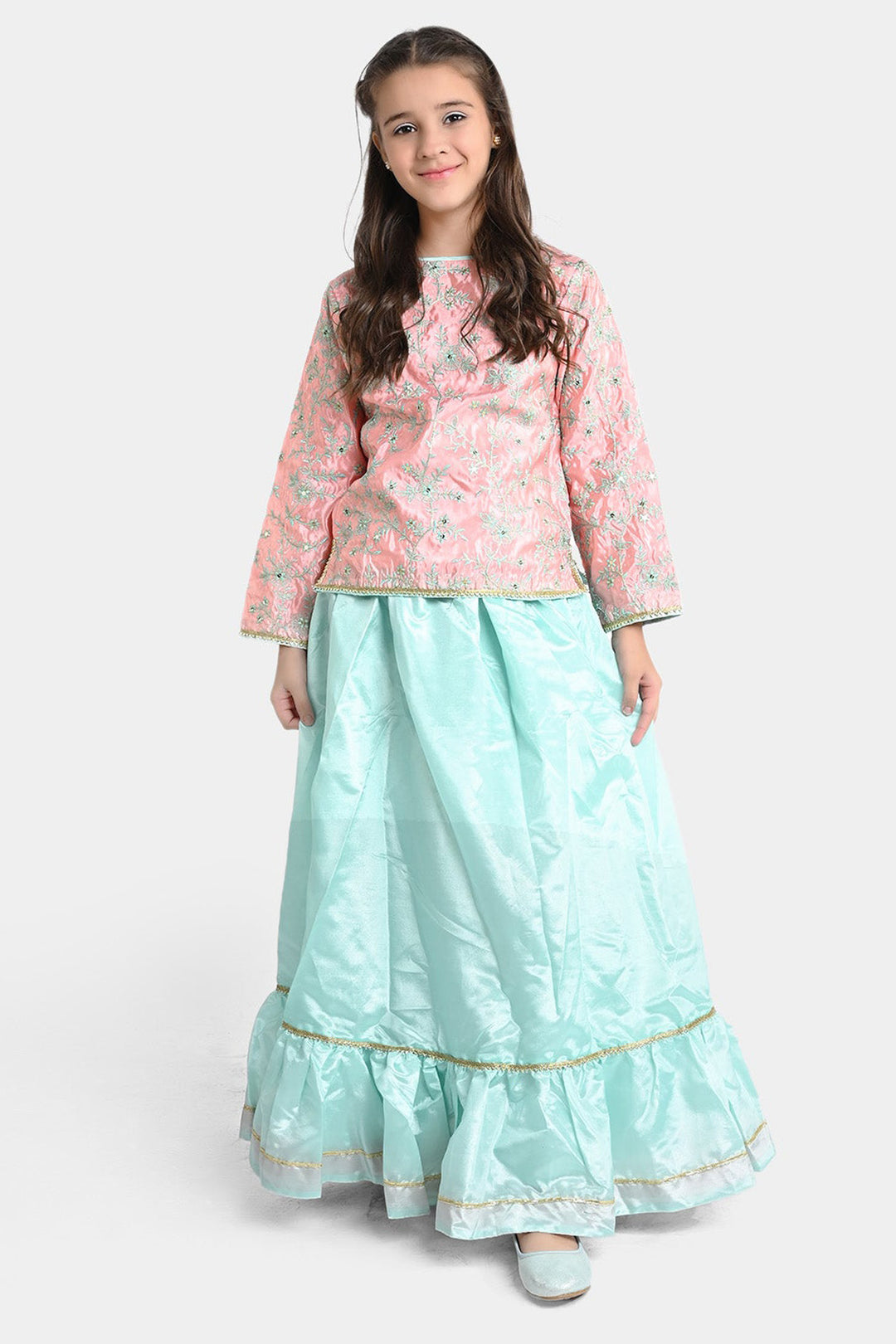 Girls Poly Satin 3 PCs Suit Shimmer-Paradise