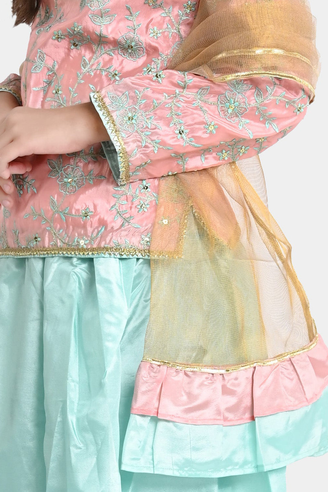 Girls Poly Satin 3 PCs Suit Shimmer-Paradise