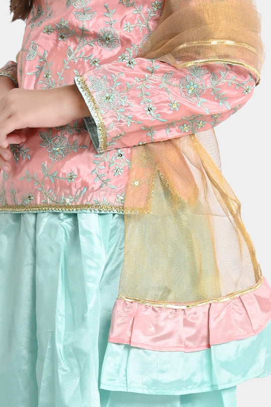 Girls Poly Satin 3 PCs Suit Shimmer-Paradise