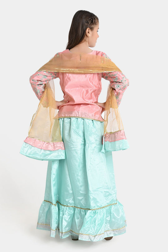 Girls Poly Satin 3 PCs Suit Shimmer-Paradise