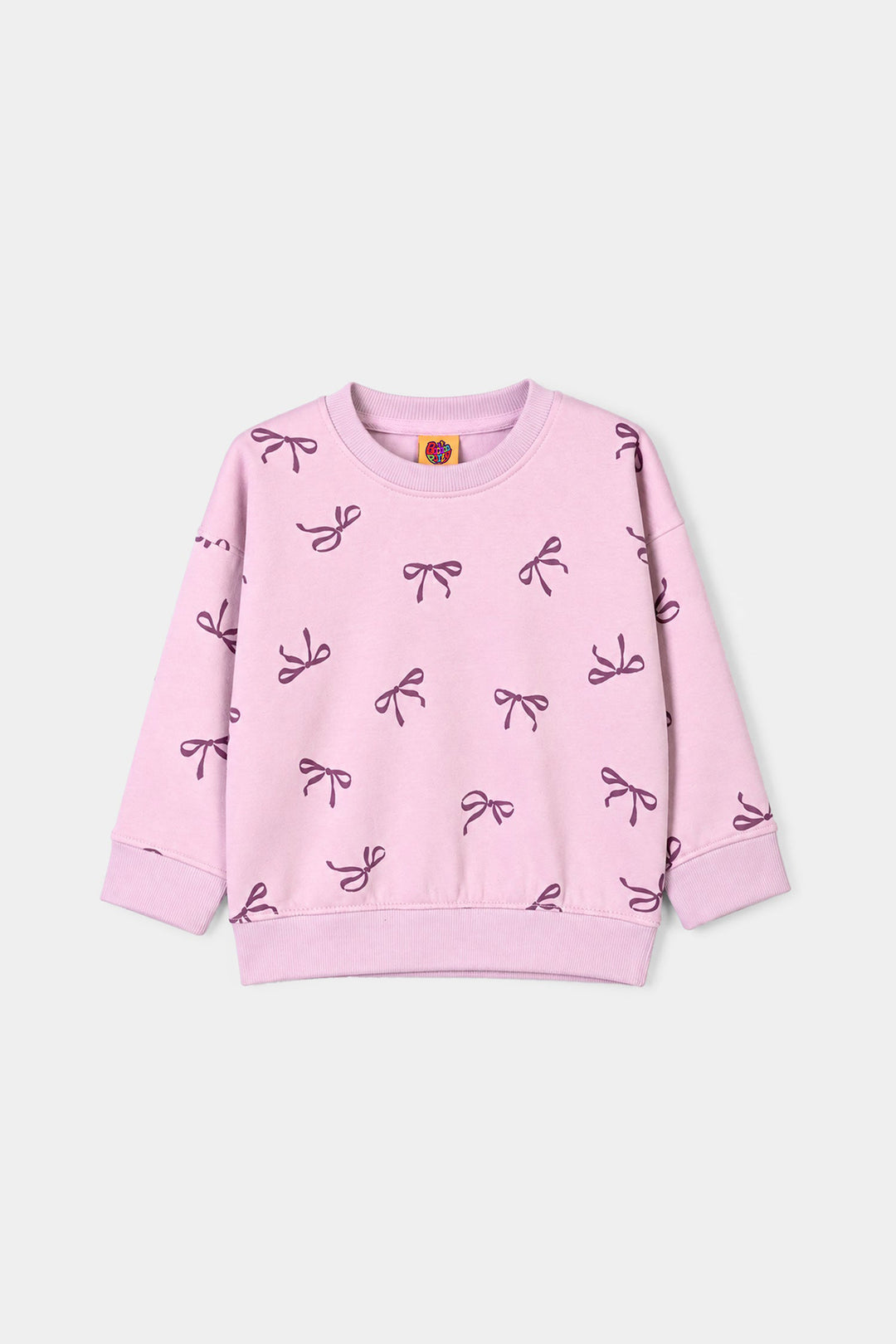 Girls Fleece 2 Piece Suit Bow Pattern-Orchid