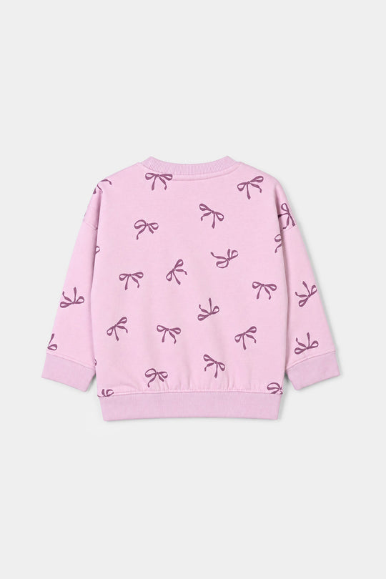 Girls Fleece 2 Piece Suit Bow Pattern-Orchid