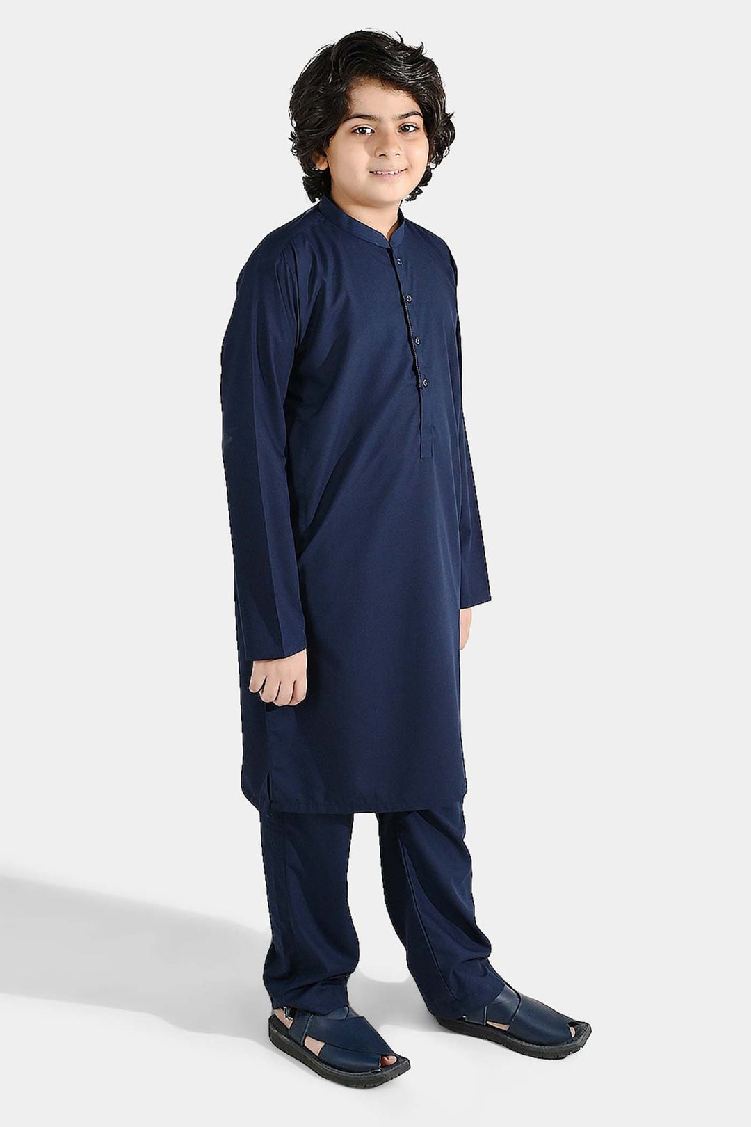 Boys Poly Viscose 2Piece suit (Cut Collar)-Navy Blue