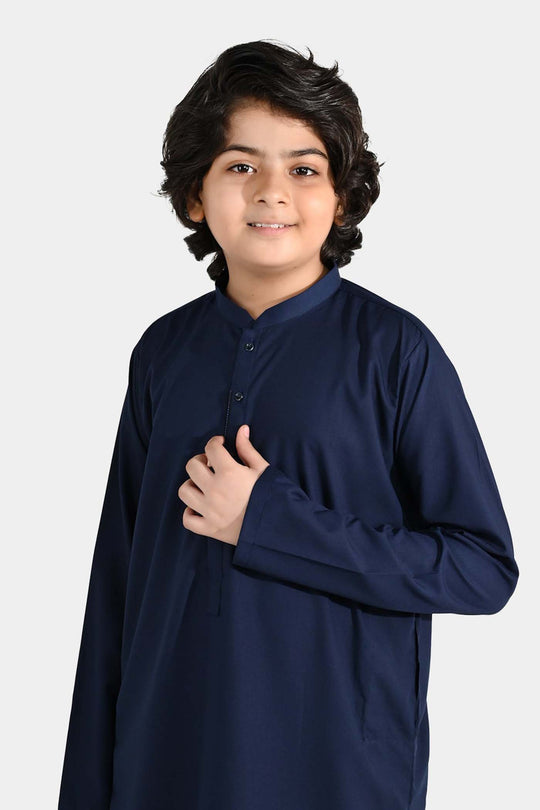 Boys Poly Viscose 2Piece suit (Cut Collar)-Navy Blue