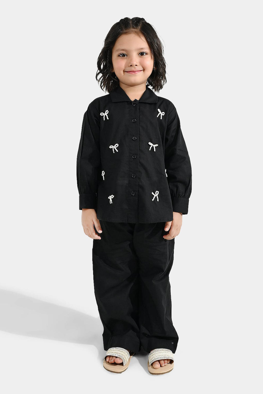 Girls Cotton Co-ord Set Black Beauty-BLACK