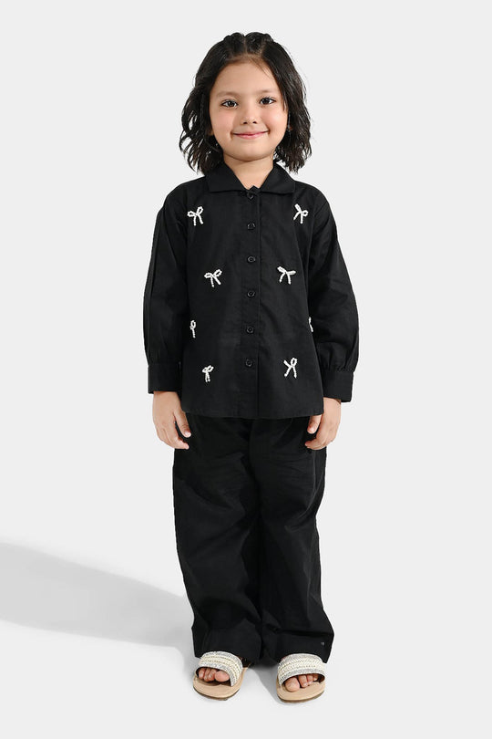Girls Cotton Co-ord Set Black Beauty-BLACK